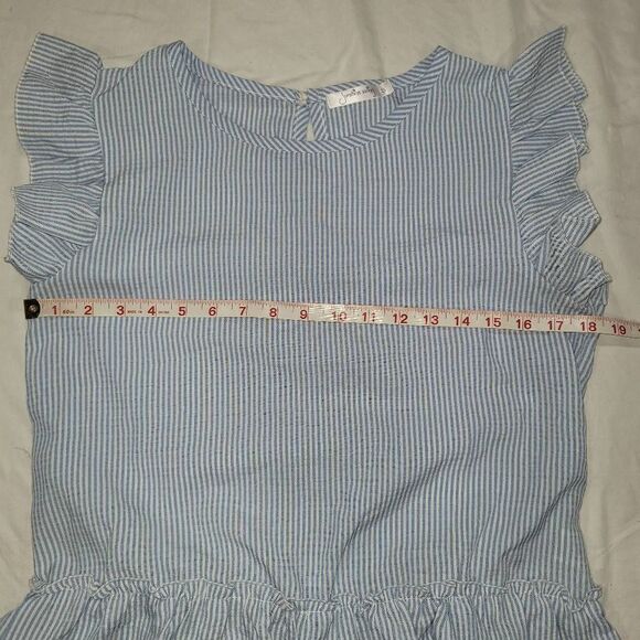 Matchables by Sunshine Swing | Blue Stripe Ruffle-Sleeve Top Mommy and Me Set - Picture 4 of 6